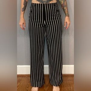 BBJ high waist striped wide leg dress pants